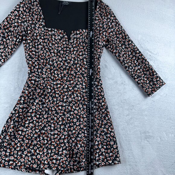 Bershka Womens Playsuit Romper Floral Print Notch Front Square Neck Multicolor M - Picture 13 of 14